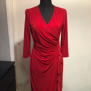 Anne Klein Faux Wrap Red Dress